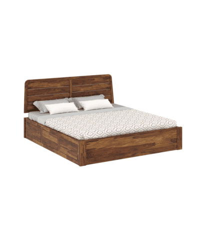 Georgetown Solid Wood Teak Finish Platform Storage Bed Frame