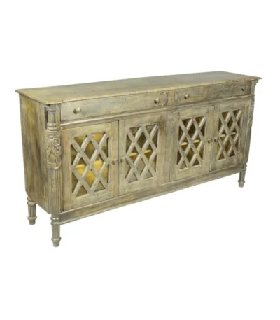 Brookfield Solid Mango Wood Carved 4 Door Large Sideboard