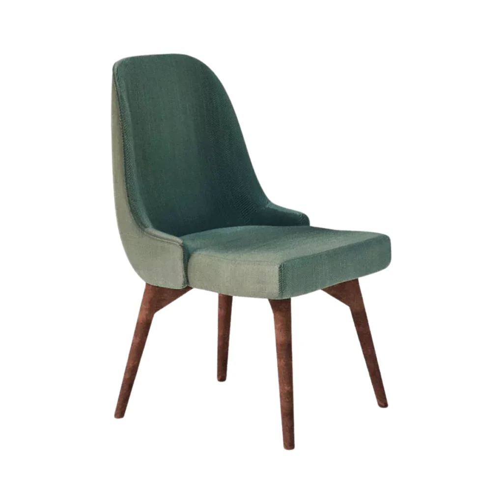 Coraopolis Mid-Century Modern High Back Green Upholstered Dining Chair