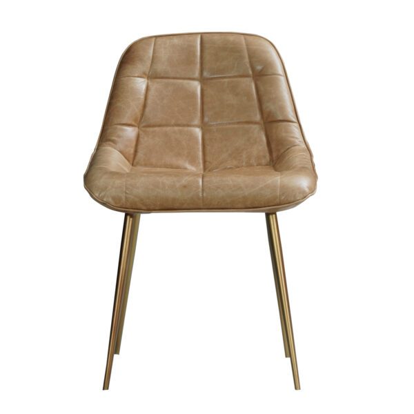 Arcadia Mid-Century Modern Light Brown Leather Dining Chair