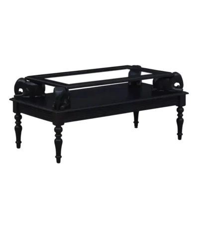 Henderson Solid Wood Black Glass Top Coffee Table