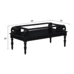Henderson Solid Wood Black Glass Top Coffee Table