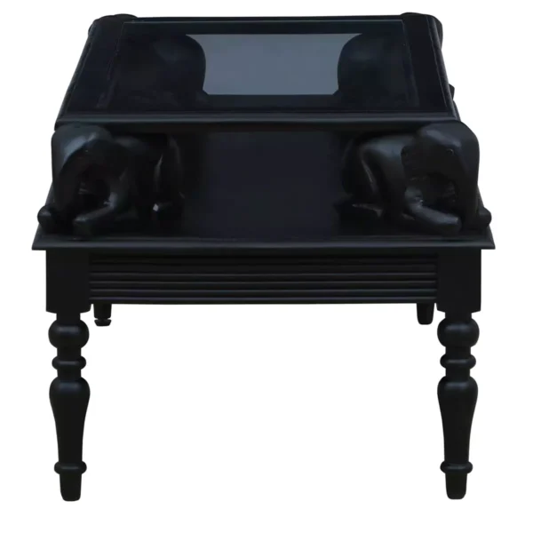Henderson Solid Wood Black Glass Top Coffee Table