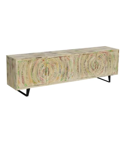 Long Island Two Tone Rustic Handcarved 4 Door Media Console
