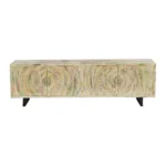 Long Island Two Tone Rustic Handcarved 4 Door Media Console