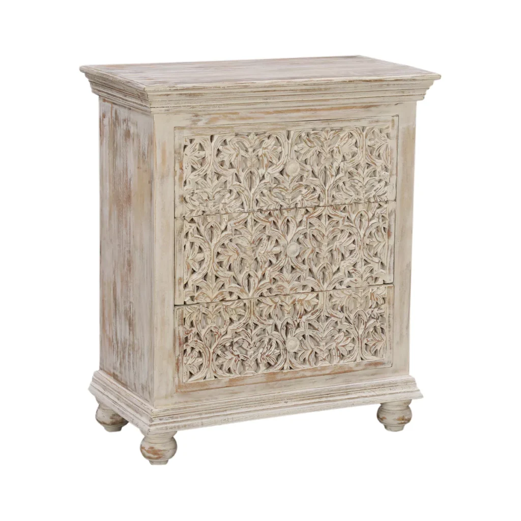 Ridgewood White Distressed Finish Solid Wood Nightstand