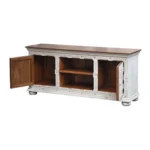 Alpena Rustic Ornate Carved Distressed Wooden TV Cabinet