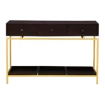Beverly Grove Modern Black and Gold Console Table with 3 Drawers