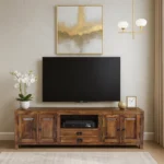 Canyon Large Solid Wood TV Cabinet in Teak Finish