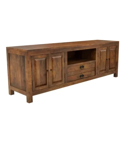 Canyon Rustic Large Solid Wood TV Cabinet in Teak Finish