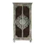 Cimarron Solid Wood Hand-Carved Boho Armoire Cabinet