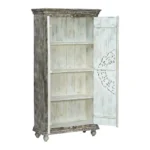 Cimarron Solid Wood Hand-Carved Boho Armoire Cabinet