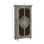 Cimarron Solid Wood Hand-Carved Boho Armoire Cabinet