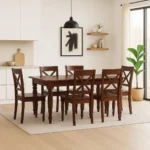 Dalhart Traditional Solid Wood Rectangle Dining Set in Mahogany Finish