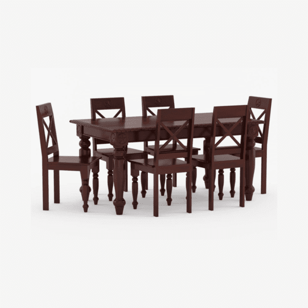 Dalhart Traditional Solid Wood Rectangle Dining Set in Mahogany Finish