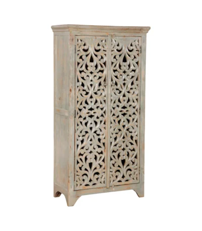 Eldridge Rustic Antique Distressed Hand Carved Solid Wood Armoire