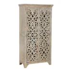 Eldridge Rustic Antique Distressed Hand Carved Solid Wood Armoire