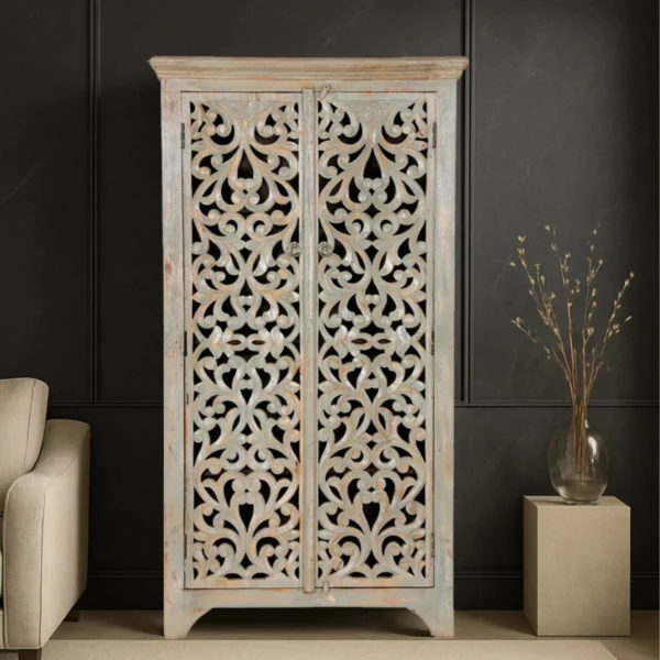 Eldridge Rustic Antique Distressed Hand Carved Solid Wood Armoire (2)