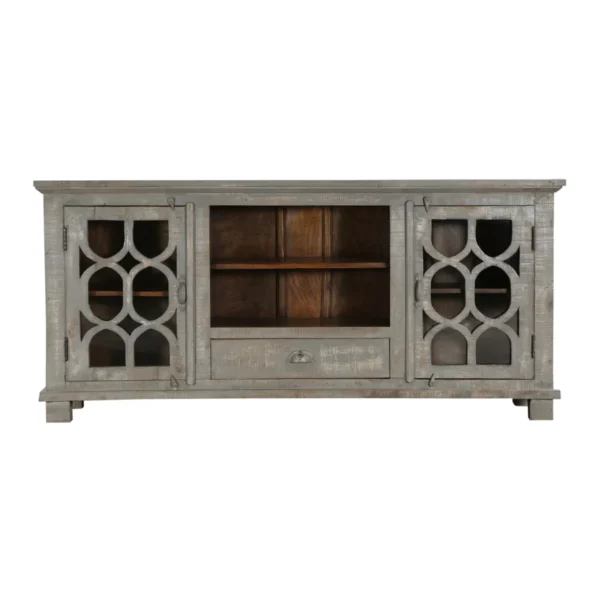 Elrosa Farmhouse Wooden TV Cabinet in Distressed Grey