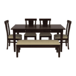 Eudora Solid Wood Storage Dining Table with Chairs and Bench