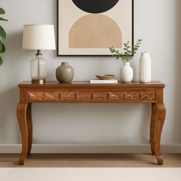 Lancaster Ridge Traditional Diamond Carved Wooden Console Table