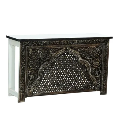 Lexington Two Tone Solid Floral Carved Wood Console Table