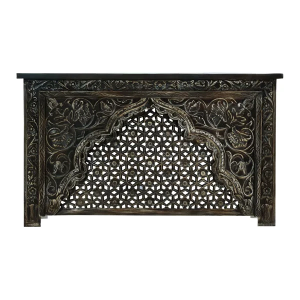 Lexington Two Tone Solid Floral Carved Wood Console Table