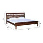 Milbridge Low Profile Traditional Carved Wooden Bed in Teak Finish
