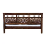 Milbridge Low Profile Traditional Carved Wooden Bed in Teak Finish