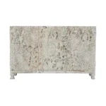 Scottsville Rustic Hand Carved Distressed White Wooden Sideboard Cabinet