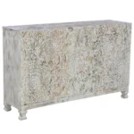 Scottsville Rustic Hand Carved Distressed White Wooden Sideboard Cabinet