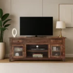 Sedona Modern Solid Wood TV Cabinet in Teak Finish