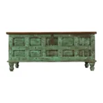 Sonora Rustic Mint Green Distressed Vintage Wooden Trunk Storage Box