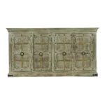Taos Rustic Distressed Large Carved Wooden Sideboard Cabinet