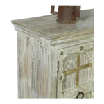 Taos Rustic Distressed Large Carved Wooden Sideboard Cabinet