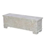 Tivoli Rustic Distressed White Carved Wooden Trunk Storage Box