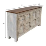 Wenona Hand-Carved Vintage Distressed Solid Wood Sideboard