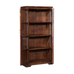 Wimberly Rustic Teak Finish Wooden Tall Display Cabinet with Glass Doors