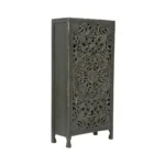 Winona Rustic Hand-Carved Distressed Wooden Tall Accent Cabinet