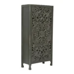 Winona Rustic Hand-Carved Distressed Wooden Tall Accent Cabinet