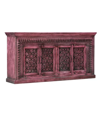 Yermo Vintage Hand Carved Large 4 Door Wooden Sideboard