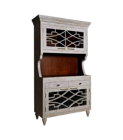 Ellenton Vintage Solid Wood Distressed Bar Hutch Cabinet