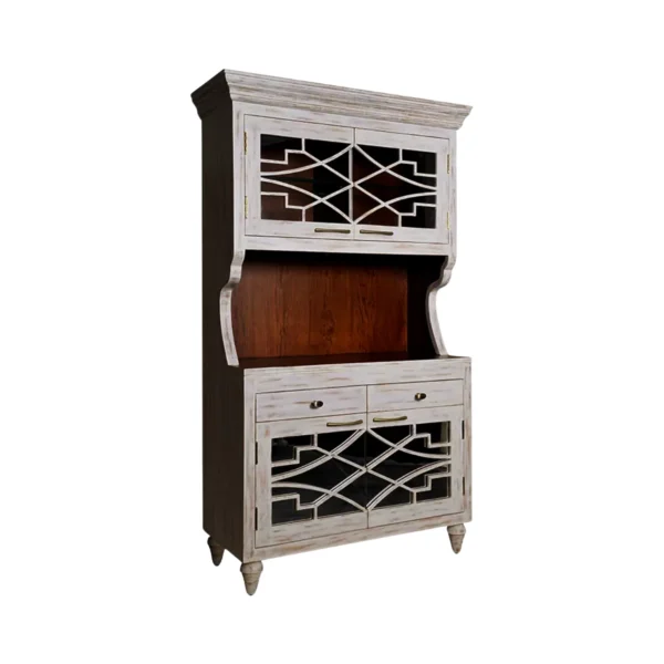 Ellenton Vintage Solid Wood Distressed Bar Hutch Cabinet