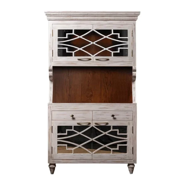 Ellenton Vintage Solid Wood Distressed Bar Hutch Cabinet