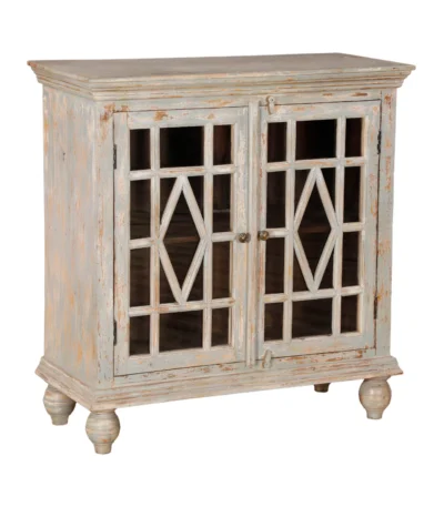 Glenora Rustic Distressed Solid Wood Small Display Cabinet