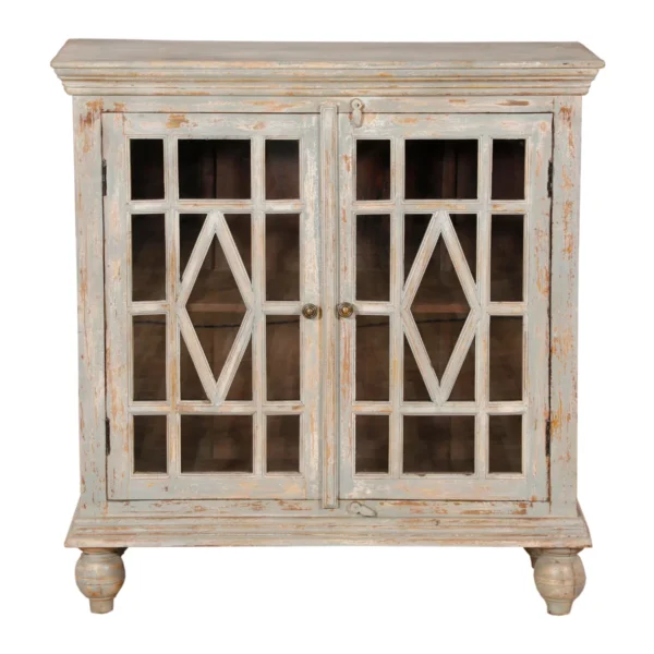 Glenora Rustic Distressed Solid Wood Small Display Cabinet