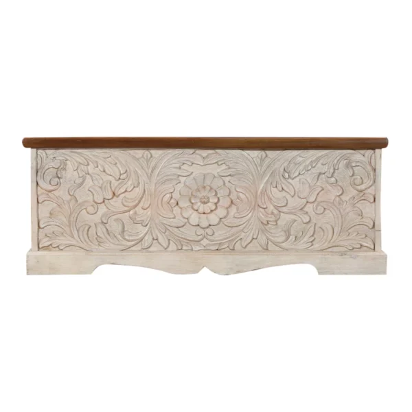 Montara Rustic Hand-Carved Distressed Wooden Storage Trunk