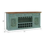 Montverde Rustic Distressed Handcarved Wooden Bar Cabinet