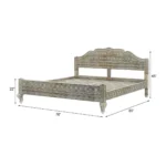 Rialto Distressed Antique Wooden Bed with Ornate Decorative Carving