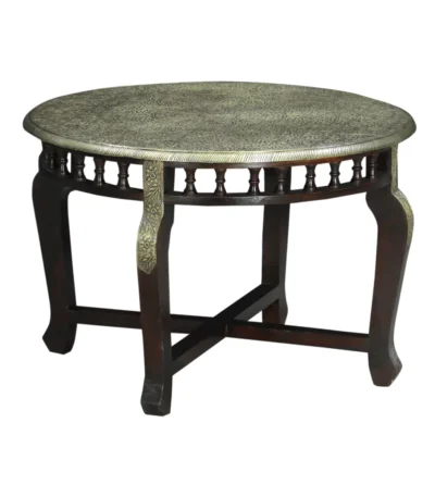 Savoy Small Round Wooden Coffee Table with Ornate Carving